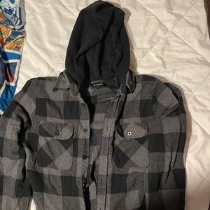 Black flannel with hood